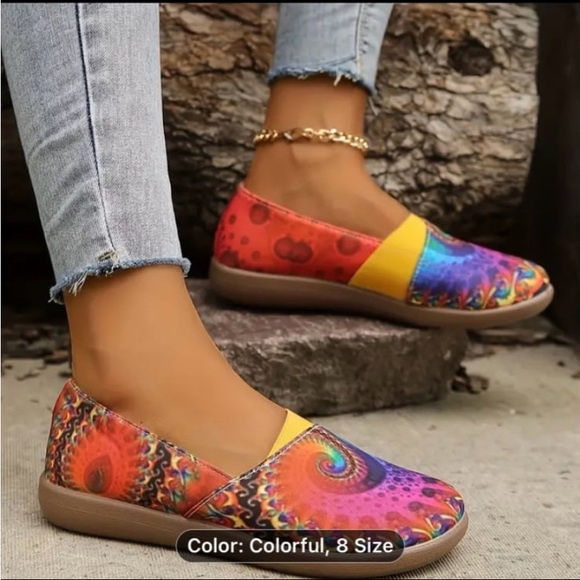 New! Women's Colorful Comfortable Flat Shoes, Casual Slip On. Size: 8 - Picture 3 of 6
